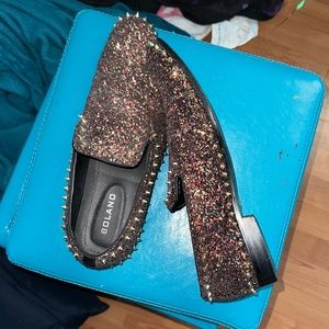 Glitter loafers with spikes